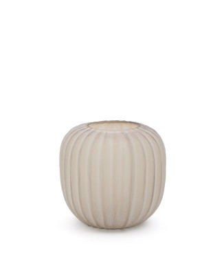 Jarrón Lumia de cristal beige de 27 cm