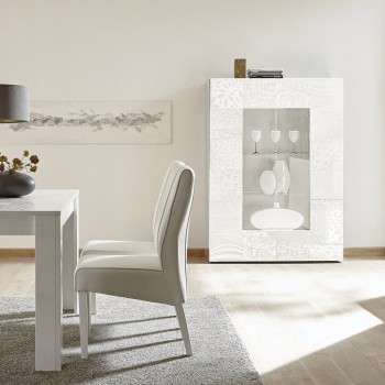 Vitrina de cristal MIRO de 2 puertas, 121x166x43 cm, blanca