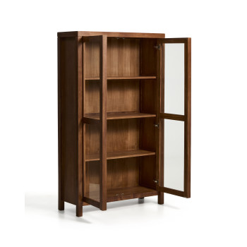 Vitrina Norani de madera maciza y chapa de acacia, 110 x 185 cm.