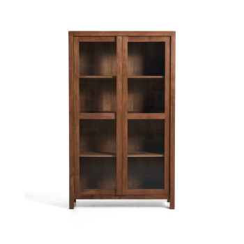 Vitrina Norani de madera maciza y chapa de acacia, 110 x 185 cm.
